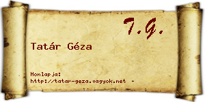 Tatár Géza névjegykártya